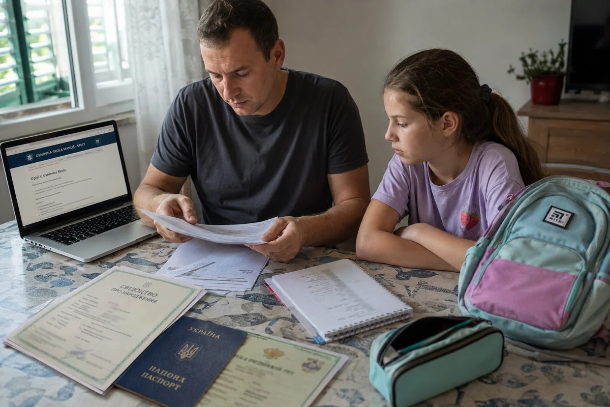 Батько з донькою готують українські документи для звернення до хорватської школи