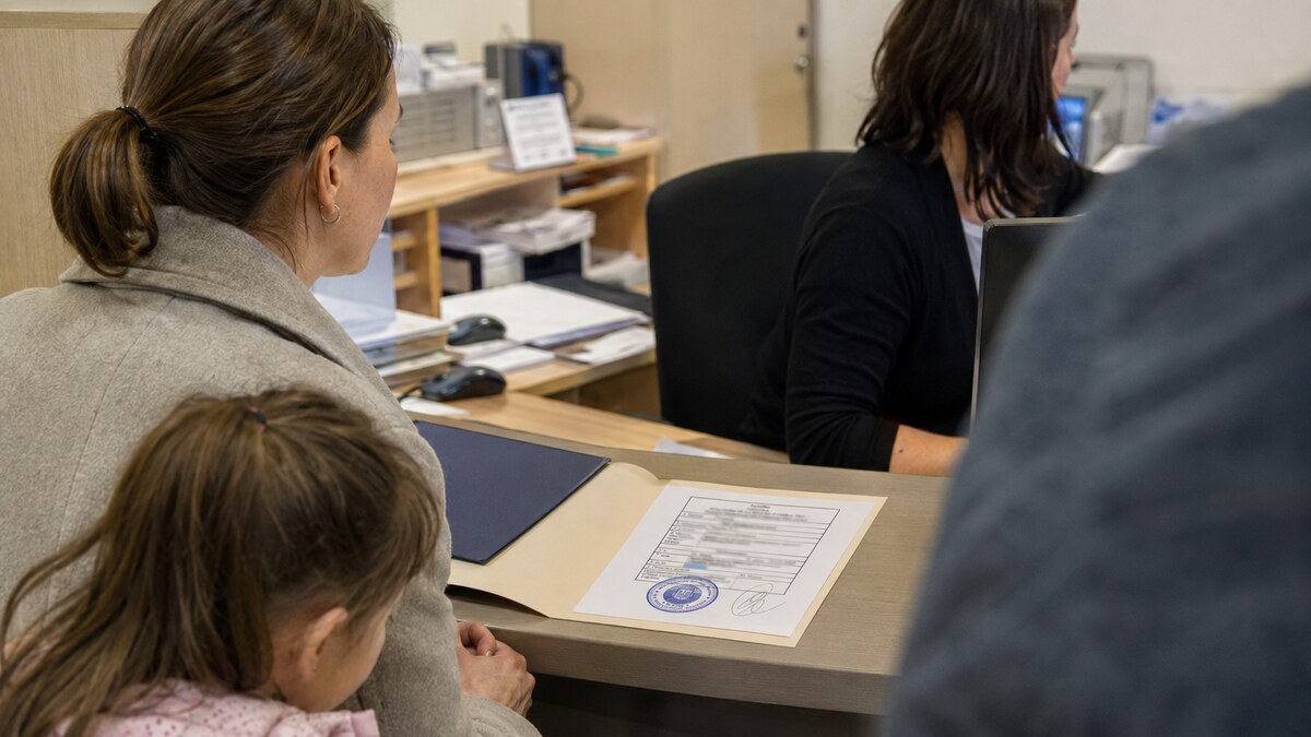 Мати з дитиною уточнює в хорватській установі, чи потрібен апостиль на свідоцтво